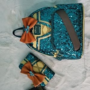 🧡💚Loungefly Merida Sequins Mini Backpack/Wallet Bundle